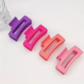 4 женские матовые прямоугольные заколки для волос Длинная квадратная заколка для густых волос Нескользящая заколка Менее простая модная женская заколка для волос Size fits all