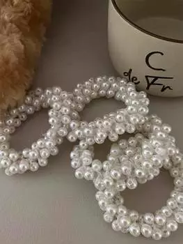 4 женские резинки-скранчи Аксессуары для волос из искусственного жемчуга Декоративные элегантные украшения для волос Фиксирующая резинка для волос Волосы волосы просты в использовании ст One Size