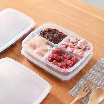 4Boxes of Food and Fruit Storage Box Portable Compartment Refrigerator Freezer Organizer Divided Packing Meat Onion Ginger Crisp белый