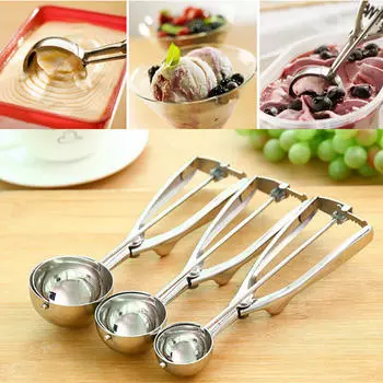 4cm/5cm/6cm Ice Cream Spoon Kitchen Ice Cream Potato Spoon Spring Handle Stainless Steel Fruit Spoon Kitchen Accessories 4cm