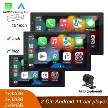 4Core 2 Din Car Radio Androidauto Carplay Android 11 GPS Car Audio 7 /9 /10 WIFI BT IPS Автомобильный мультимедийный проигрыватель