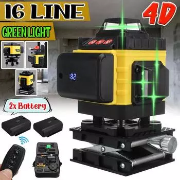 4D 360 16-линейный лазерный уровень Самовыравнивающийся лазерный уровень Вертикальный горизонтальный крест с зелеными линиями Лазерный нивелир со штативом