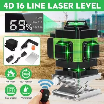 4D 360° Kreuzlinienlaser Linienlaser Measure 16-линейный лазерный уровень Wasserwaage