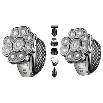 4D бритвы для лысых мужчин, перезаряжаемые, 9 плавающих лезвий, бритвы для влажной и сухой лысины, 6 в 1, триммер для бороды, носа, ушей, машинка для стрижки волос