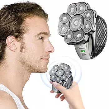 4D бритвы для лысых мужчин, перезаряжаемые, 9 плавающих лезвий, бритвы для влажной и сухой лысины, 6 в 1, триммер для бороды, носа, ушей, машинка для стрижки волос