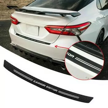 4D Carbon Fiber Rear Trunk Bumper Guard Accessories Decal Sticker Moulding Trim