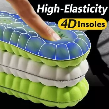 4D латексные спортивные стельки, супер мягкие, высокоэластичные подушечки для обуви, антиболевая дезодорирующая подушка, поддержка свода стопы, стельки для бега, стельки для ног 37-38 серый