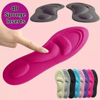 4D массажная стелька из губки для взрослых, плоская стопа, поддержка свода стопы, массажная спортивная подушечка, впитывающая пот, дышащая стелька Women серый