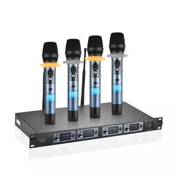 4D Профессиональная 4-канальная беспроводная портативная микрофонная система UHF 4 микрофона 1 беспроводной приемник EU Plug & Type 4