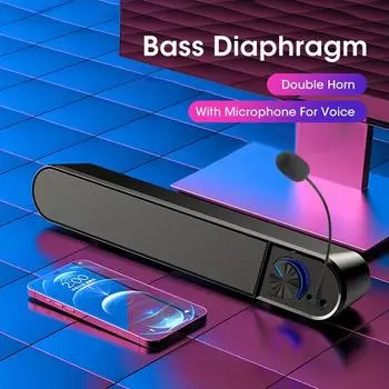 4D проводной Bluetooth компьютерный динамик объемного звука настольный динамик HiFi стерео сабвуфер с микрофоном для ноутбука ПК ТВ Aux динамик чёрный