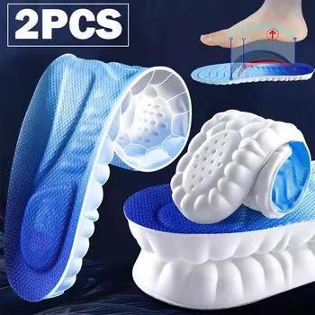 4D спортивные стельки, мягкие дышащие, высокоэластичные амортизирующие подушечки для беговой обуви для мужчин и женщин, латексные массажные стельки 35-36 синий