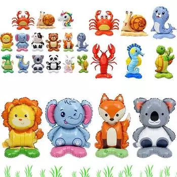 4D стоячие мультяшные животные в форме алюминиевой фольги шары для дня рождения джунгли вечеринка место украшения реквизит для фотосъемки