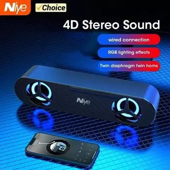 4D Surround Soundbar с RGB подсветкой, колонки, компьютерный стерео бас, сабвуфер, динамик для ноутбука, домашний кинотеатр Caixa De Som