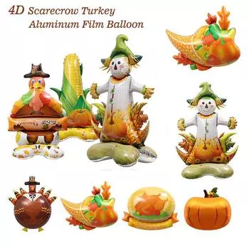 4D трехмерное стоячее пугало, Турция, кукуруза, алюминиевая пленка, воздушный шар, вечерние, декоративный фон для фотосъемки, воздушный шар 81*66cm