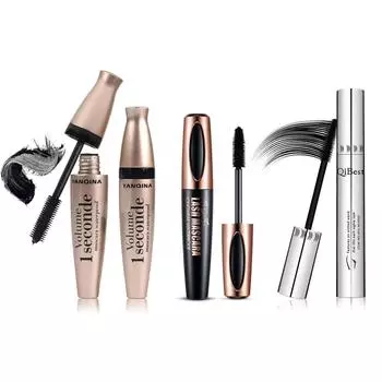 4d тушь для ресниц из шелкового волокна, силиконовая щетка для наращивания головки, керлинг, водостойкая удлиняющая тушь для ресниц, макияж, длинные ресницы 3pcs