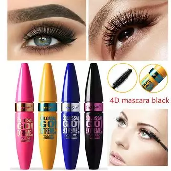 4D тушь для ресниц Водостойкая тушь для ресниц Маска для ресниц Roll Makeup Volume4D Тушь для ресниц с шелковым волокном Длинная завивка 1 чёрный