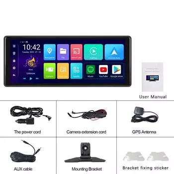 4G+64G 10,26 WIFI Android 13 AI экран GPS навигация Carplay Android AUTO двойной объектив видеорегистратор зеркало заднего вида видеорегистратор front camera