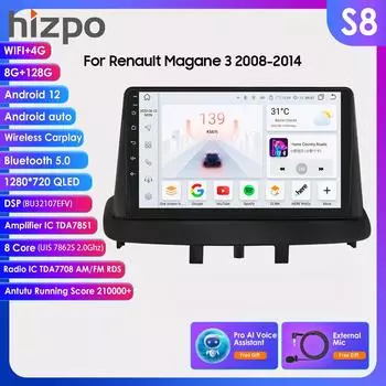 4G 9 Android 12 Автомобильный радиоприемник GPS для Renault Megane 3 Fluence 2008-2014 Samsung SM3 2Din Carplay Авто Стерео головное устройство с навигацией Интеллектуальный экран