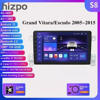 4G 9 Android 12 Wi-Fi DSP Автомобильный радиоприемник Мультимедийный видеоплеер для Suzuki Grand Vitara 3 2005-2015 Escudo Navi GPS 2Din Carplay AI Carplay 4G Авторадио HC1 4Core 1G 32G