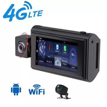 4G Android10.0 3-дюймовый автомобильный зеркальный видеорегистратор с GPS-навигацией, WiFi-видеокамерой, пультом дистанционного управления, 24-часовой упаковкой, монитором, DVR 0GB