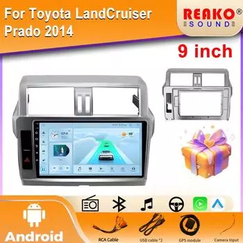 4G Carplay 2din Android автомобильный радиоприемник мультимедиа видеоплеер для Toyota LandCruiser Prado 2014 навигация GPS стерео головное устройство BT 4 core 2GB+32GB carplay