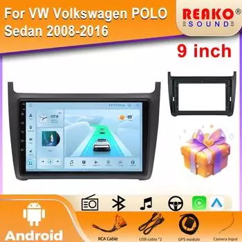 4G Carplay 2din Android автомобильный радиоприемник мультимедиа видеоплеер для VW Volkswagen POLO Sedan 2008-2016 навигация GPS стерео головное устройство BT 4 core 2GB+32GB carplay