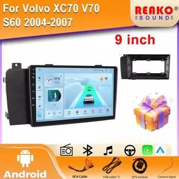 4G Carplay 2din Android автомобильный радиоприемник мультимедиа видеоплеер для Volvo XC70 V70 S60 2004-2007 навигация GPS стерео головное устройство BT 4 core 2GB+32GB carplay