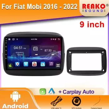 4G для Fiat Mobi 2016 - 2022 Автомобильный магнитофон Мультимедиа Видеоплеер GPS Навигация CarPlay Стерео Android Auto DVD 4 core 1GB+32GB carplay