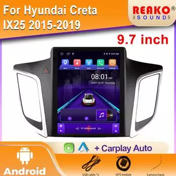 4G для Hyundai Creta IX25 2015-2019 автомобильное радио Android Auto Carplay GPS навигация головное устройство мультимедиа видеоплеер 2din DVD 4 core 2GB+32GB carplay