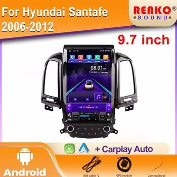 4G для Hyundai Santafe 2006-2012 автомобильное радио Android Auto GPS навигация головное устройство мультимедийный проигрыватель видеовыход WIFI 2din DVD 4 core 2GB+32GB carplay