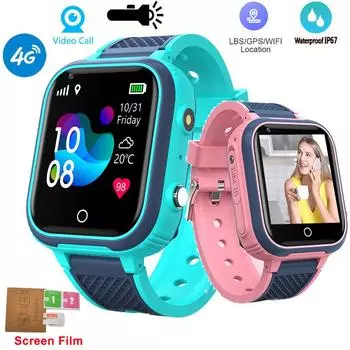 4G Смарт-часы Дети GPS WIFI Видеозвонок SOS IP67 Водонепроницаемые детские умные часы Камера Монитор Трекер Местоположение Телефон Часы Местоположение Телефон Часы Global version синий