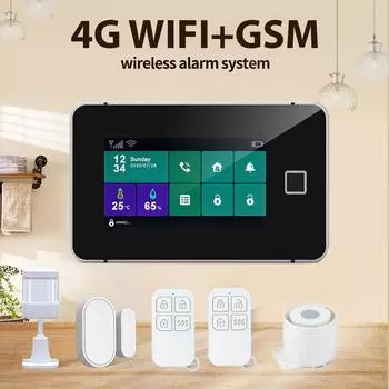 4G WiFi TY беспроводная система домашней сигнализации 4,3-дюймовая сенсорная панель с отпечатком пальца EU Version