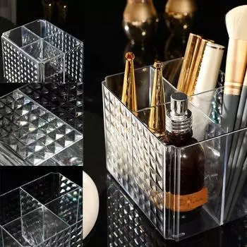 4Grid прозрачный акриловый держатель для кистей для макияжа настольный органайзер для косметики коробка для хранения помады подставка для лака для ногтей футляр для ювелирных изделий