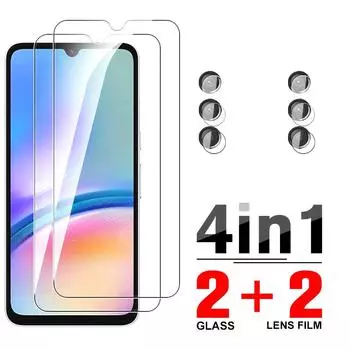 4IN1 [2 стекла для экрана + 2 объектива, пленка для камеры] HD стекло Защитное стекло для экрана из закаленного стекла для Samsung Galaxy A05 A05S A04 A04S A14 A34 A54 A24 A15 A25 A55 Samsung M34 чистый