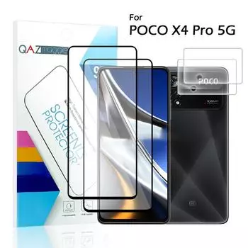 4IN1 для POCO X4 Pro 5G Стекло Защитная пленка для экрана с полным покрытием Закаленное стекло * 2 + пленка для объектива камеры * 2 POCO X4 Pro 5G