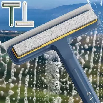 4in1 Glass Cleaning Tool double-sided Removeable Window Mirror Brush Wiper Household Glass Scraper Squeegee Sponge Cleaning Tool
