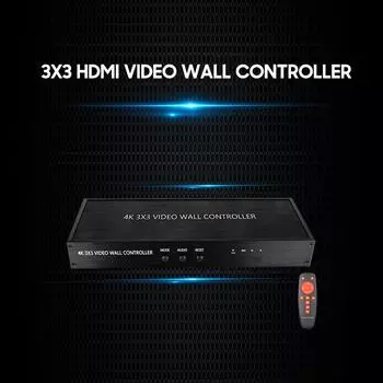 4K 3x3 MI TV Видеостена Контроллер экрана Процессор для сшивания ТВ-дисплея Видеоконтроллер Стена EU Plug чёрный