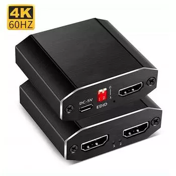 4K@60Hz HDMI-совместимые дисплеи, сплиттер-переключатель 1 вход 2 выхода со скалярным высокоскоростным HDMI-совместимым кабелем, поддержка HDCP 2.2 чёрный