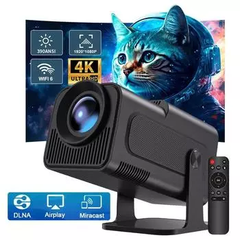 4K Android 11 домашний кинотеатр Dual WiFi 6 BT5.0 Native 1080P умный мини-проектор с дистанционным управлением видео мини-проектор EU Plug чёрный