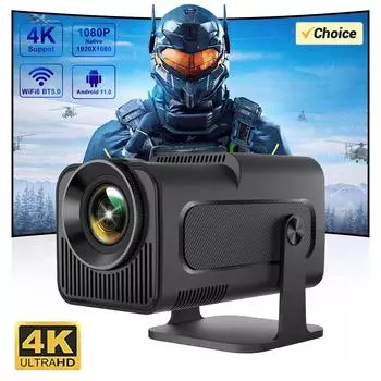 4K Android 11 Projector Native 1080P 390ANSI HY320 Dual Wifi6 BT5.0 1920*1080P Cinema Portable Projetor Upgrated HY300 EU Plug чёрный