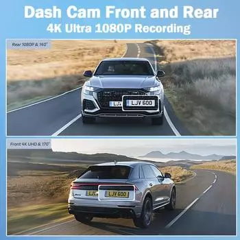 4K Автомобильный видеорегистратор WIFI Видеорегистратор для автомобилей 2-канальный видеорегистратор Портативная камера заднего вида 1080P для автомобиля G-сенсор Автомобильный аксессуар NONE