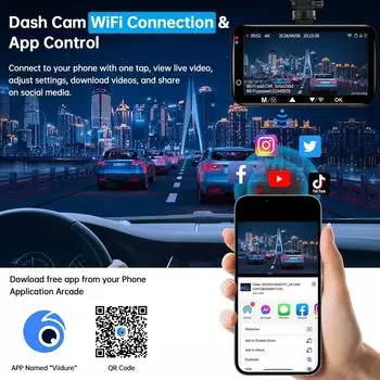 4K Dash Cam 2160P CAR DVR 4K WIFI камера для автомобиля UHD передняя и задняя камера для транспортного средства черный ящик None