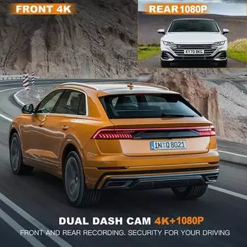 4K Dash Cam для автомобилей 3-дюймовый автомобильный видеорегистратор GPS WIFI APP Передняя и задняя камера для видеорегистратора автомобиля Камера заднего вида с ночным видением NONE