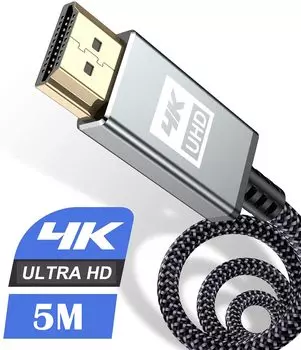 4K HDMI-кабель 5 м HDMI-кабель для обновления скорости Стандартный HDMI-кабель 4K 60 Гц Совместимый UHD 3D HDR 18 Гбит/с Высокоскоростной Ethernet ARC HDMI-кабель Совместимые дисплеи