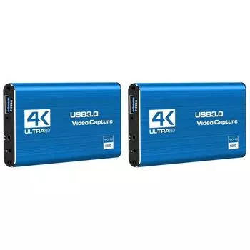 - 4K HDMI-совместимая USB 3.0 карта видеозахвата 1080P 60FPS Видеорегистратор Grabb