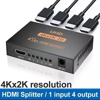 4K HDMI-сплиттер-переключатель 1 в 4 выхода HDMI-совместимый преобразователь-сплиттер для PS3 HDTV DVD Xbox