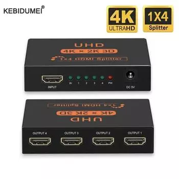 4K HDMI-сплиттер-переключатель 1 в 4 выхода 1080P конвертер видеодисплея HDMI-совместимый видеопереключатель дублирующий усилитель экрана для HDTV DVD PS3/4 Xbox 4K
