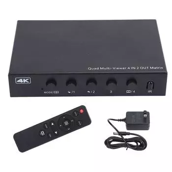 4K Multiviewer Switch 4x2 HD Мультимедийный интерфейс 4 в 2 на 6 режимов отображения Multi Viewer Seamless US Plug