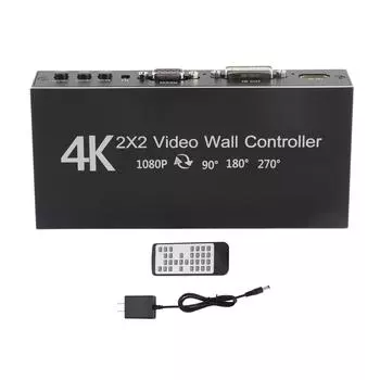 4K TV Splitter 2X2 Rotary Splicing 90 градусов 180 градусов 270 градусов Интерфейс мультимедиа высокой четкости 1 вход 4 выхода US Plug