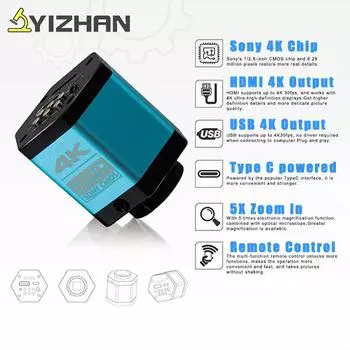 4K Видео Цифровой Электронный Микроскоп Камера HDMI Тип C 1080P 60FPS Камера 8MP Sony CMOS Датчик Оптический С Дистанционным Управлением UK Plug